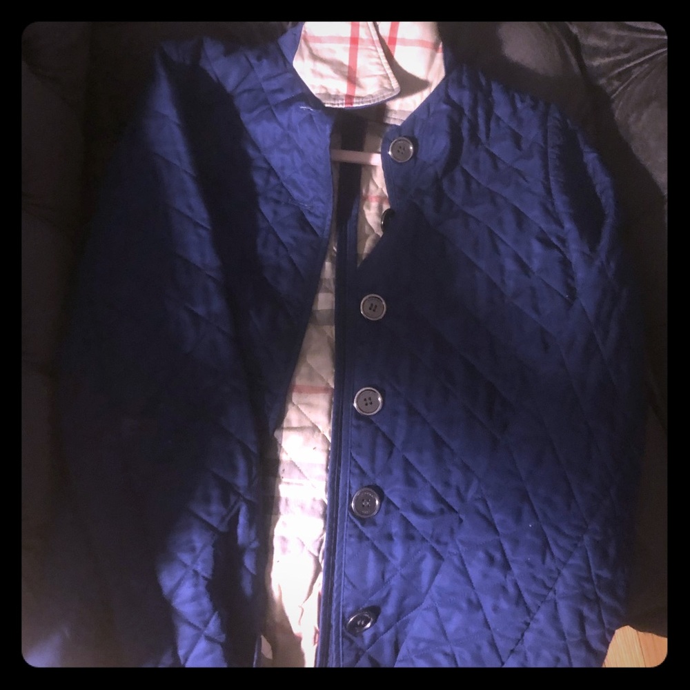 Burberry Quilted Barn Coat Navy Blue Size Small